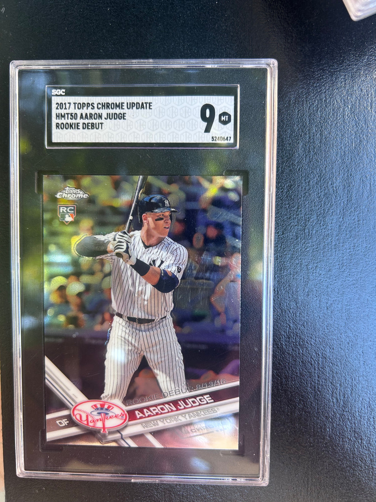 2017 Topps Chrome Update HMT50 Arron Judge Rookie Debut SGC 9